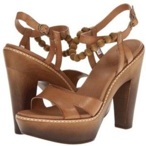 UGG Women's Size 9.5 Natural Naima Leather Strappy Sandal Platforms